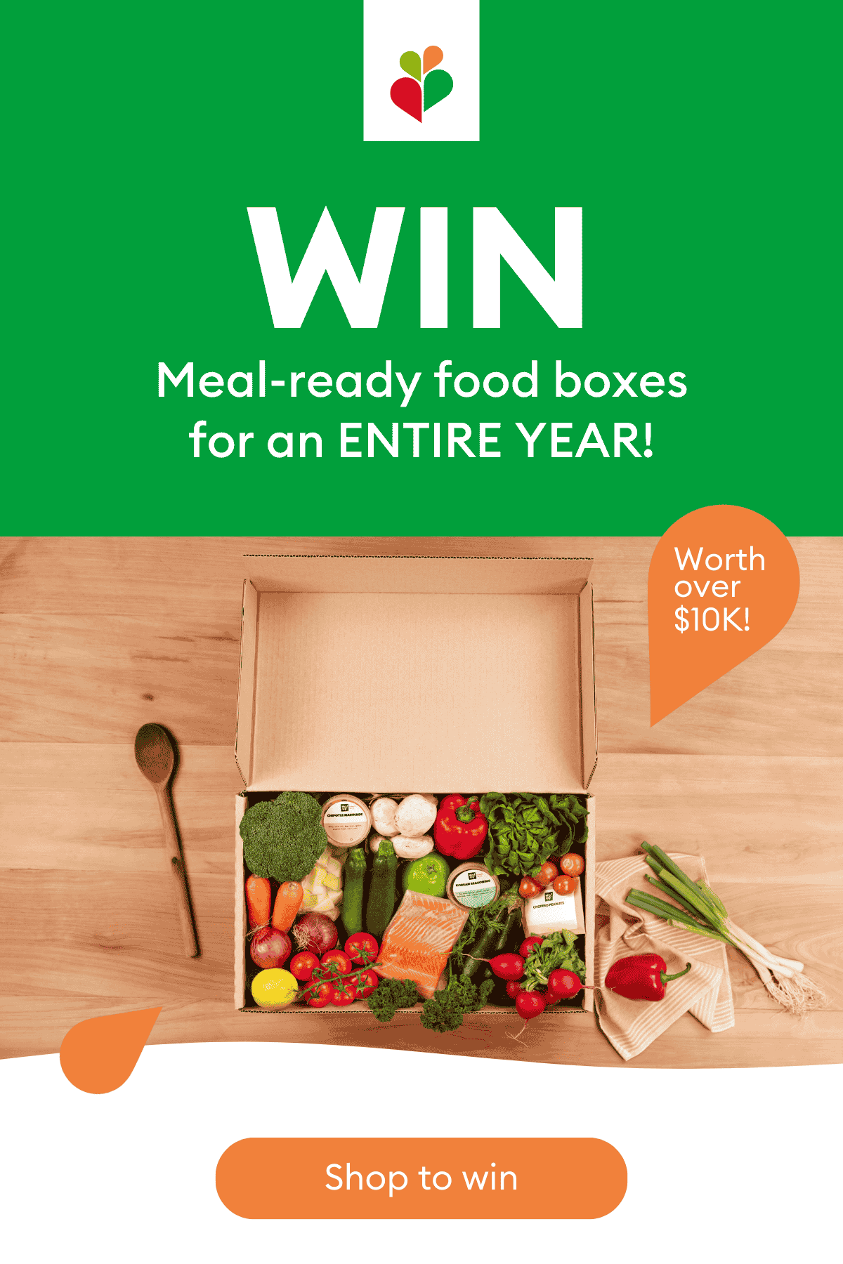 WIN meal-ready food boxes for an entire year! Worth over $10k.